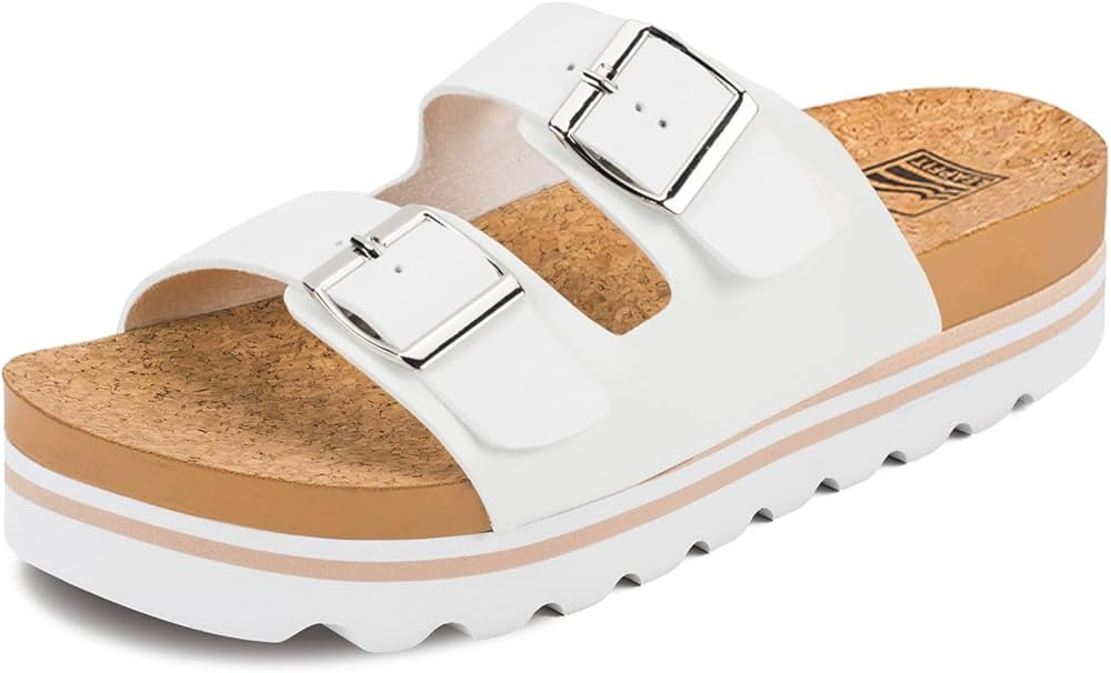 Flatform Platform Sandals Women Arch Support Beach Slides Orthotic Summer Causal Cork Footbed Adj... | Amazon (US)