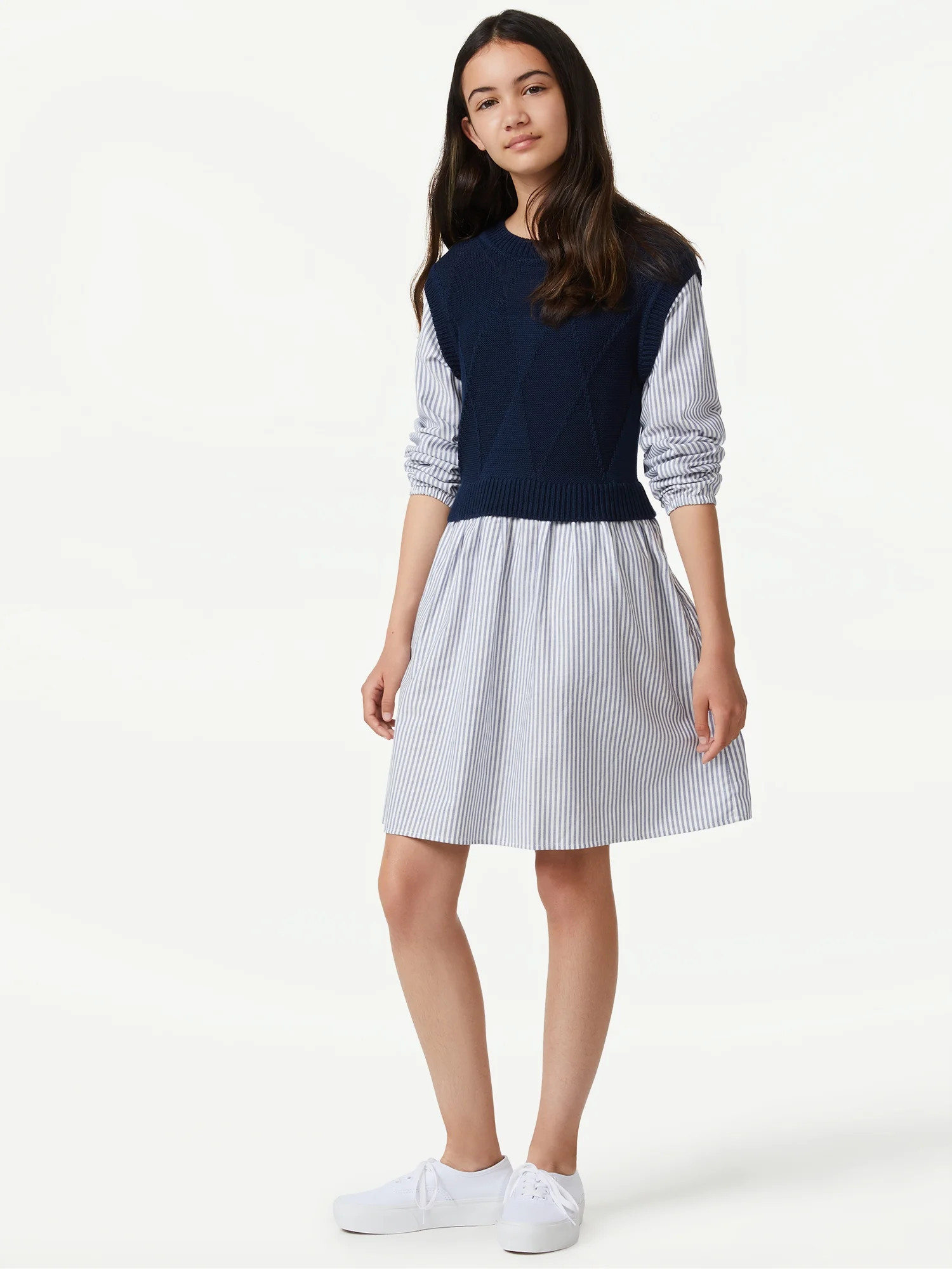 Free Assembly Girls Sweater Vest Dress, Sizes 4-18 - Walmart.com | Walmart (US)