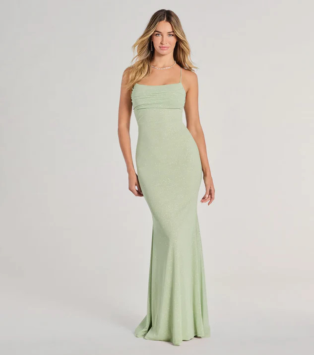Molly Lace-Up Mermaid Glitter Formal Dress | Windsor Stores