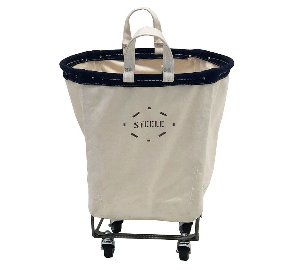 Small Round Canvas Steele Basket with Wheels | Pottery Barn (US)