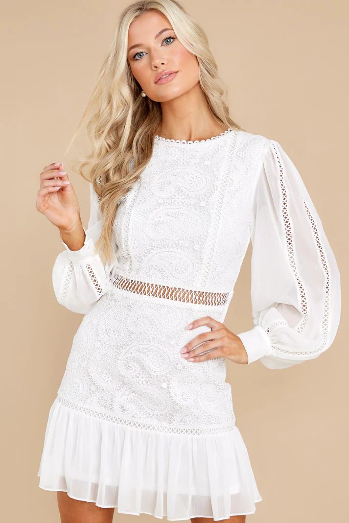 Sent With Love White Lace Dress | Red Dress 