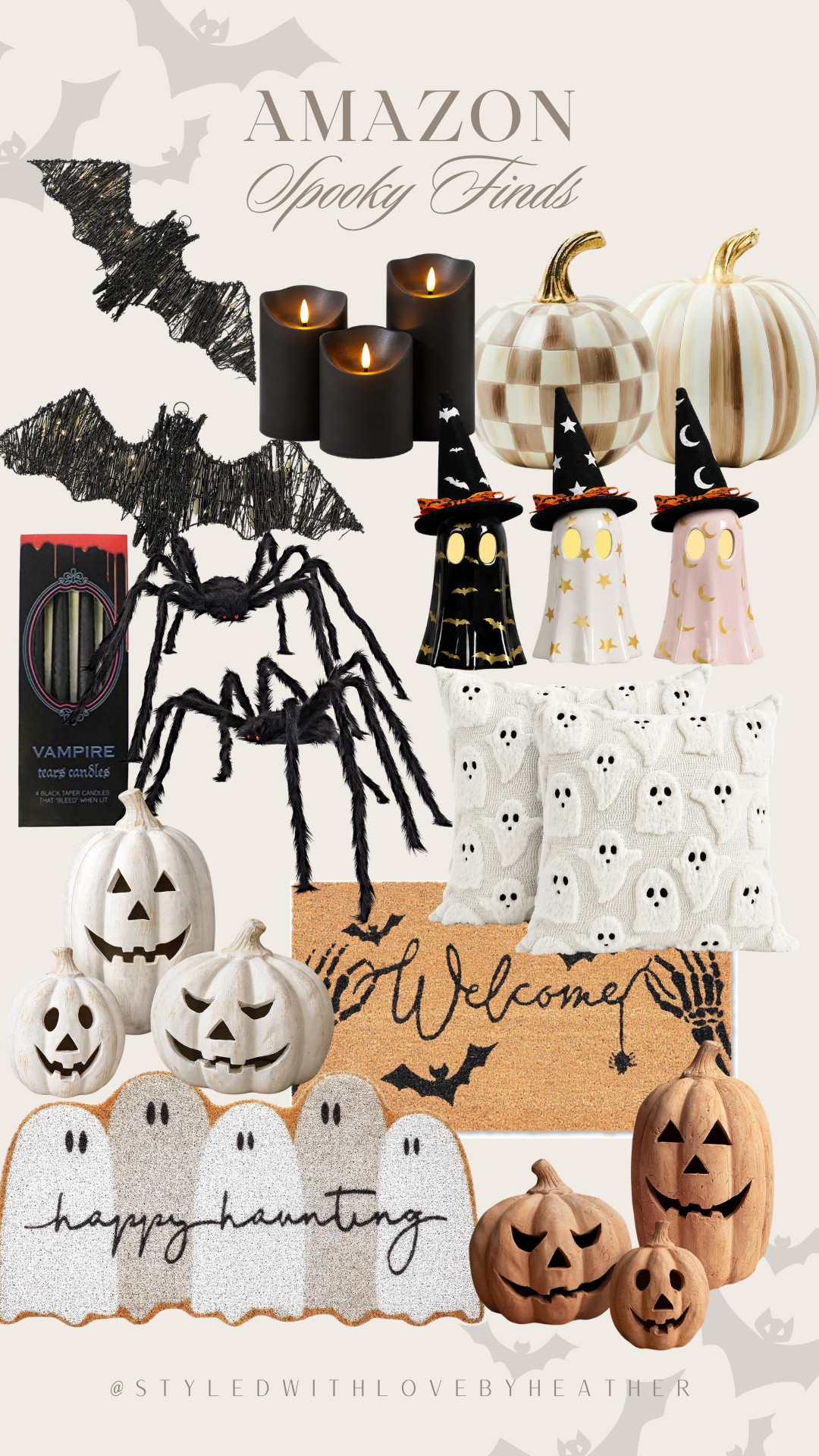 Amazon is entering its spooky era and I fear I want EVERYTHING. 🖤🎃 From ghost pillows and glowing candles to pumpkins, bats, and creepy-cute decor, these are the Halloween finds that make your home look festive without sacrificing the aesthetic. Save this for your Halloween decor haul + shop your favorites before spooky season hits. 👻🕯️ 

 #LTKdayinmylife #LTKvlog #LTKHome