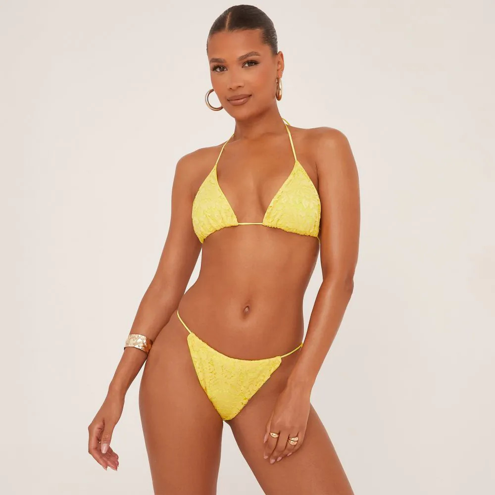 Triangle Bikini Set In Yellow Lace | EGO (UK)