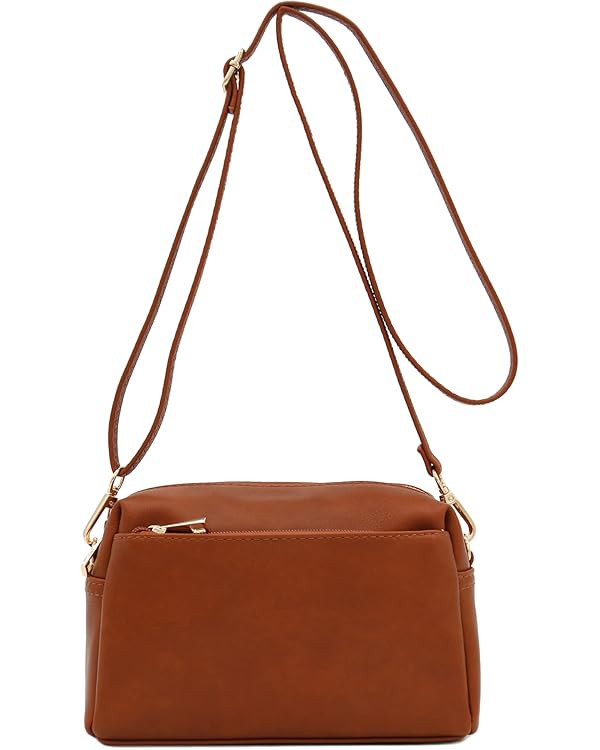 FashionPuzzle Triple Zip Small Crossbody Bag | Amazon (US)