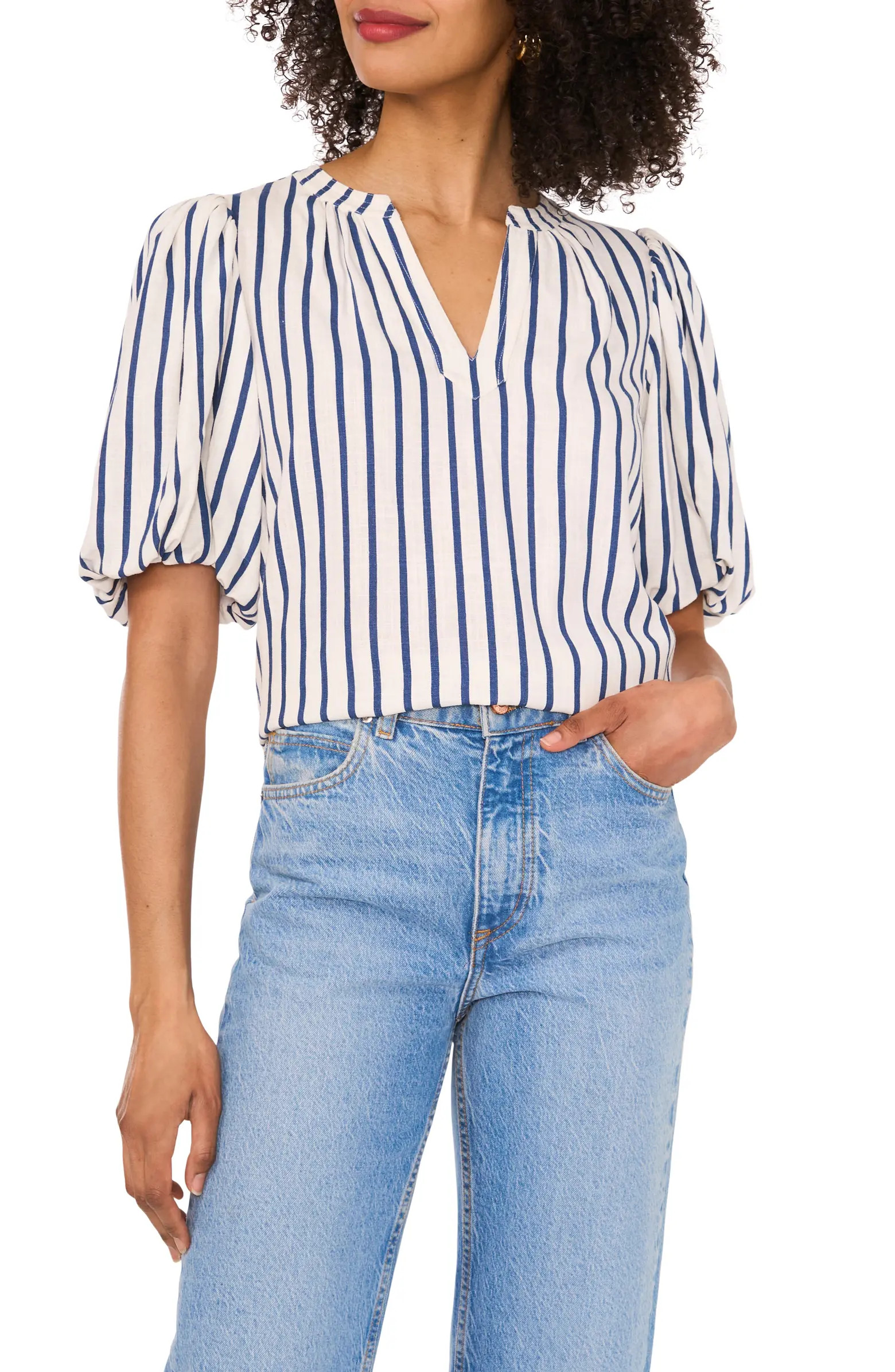 Stripe Puff Sleeve Top | Nordstrom
