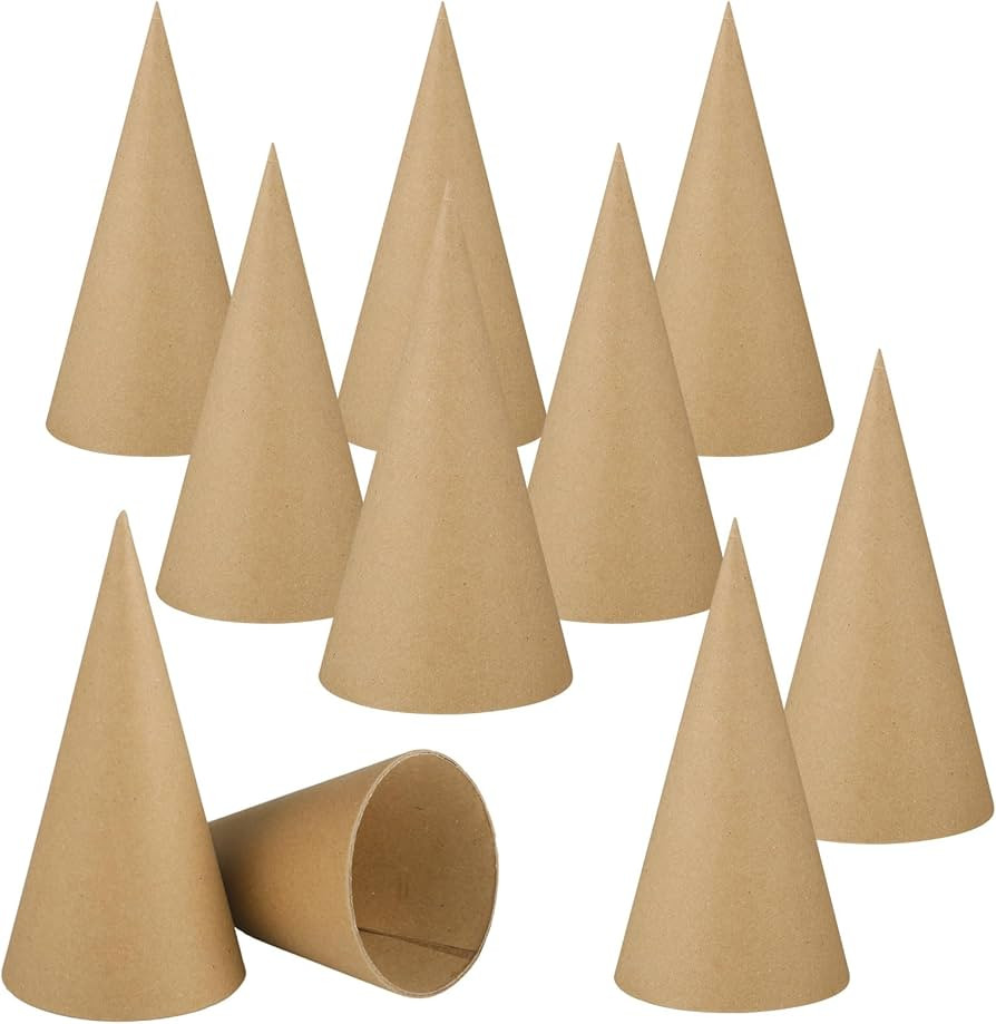 Zhanmai 12 Pcs Paper Mache Cones Open Bottom Cardboard Craft Cone for DIY Gnomes Ornament Tree De... | Amazon (US)