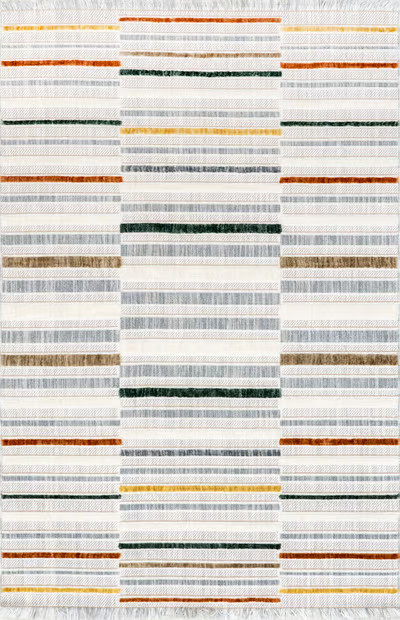 Light Gray Fergie Iridescent Parallel 8' x 10' Area Rug | Rugs USA