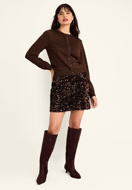 Womens Chocolate Brown Lurex Cardigan | Peacocks