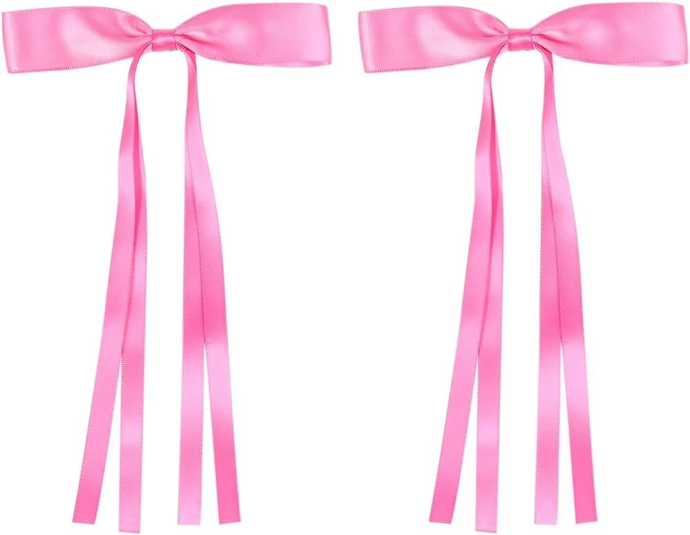 2pcs Hair Clips Bow with Long Tail, Tassel Ribbon Hair Clips for girls, Hair Accessories for Baby... | Amazon (US)