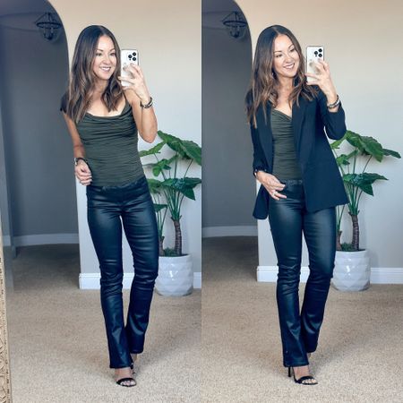 💥Sale Alert! 40% off EVERYTHING at Express‼️ mid-rise Skyscraper jeans coated black jeans These legit make your legs look long and lean!  They come in regular denim and coated denim options (short, reg, & long lengths! Wearing 0 short  #expresspartner #expressyou

💥Everything is on sale‼️
Jeans 0 short
This gorgeous blazer (xs petite) is on sale for $60 off!
These croc embossed heels (TTS) are over 50% off!
This cute cami (xs) is BOGO 50% off! 

Black Boyfriend blazer on sale! Size XS blazer 
Croc embossed heels are 50% off!  TTS. Comes in several colors 
Pleated cami XS

#datenightlook #expresspartner #expressyou #blazeroutfit 


#LTKstyletip #LTKsalealert #LTKunder50