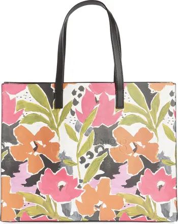 Malacon Magnolia Print Faux Leather East/West Tote | Nordstrom