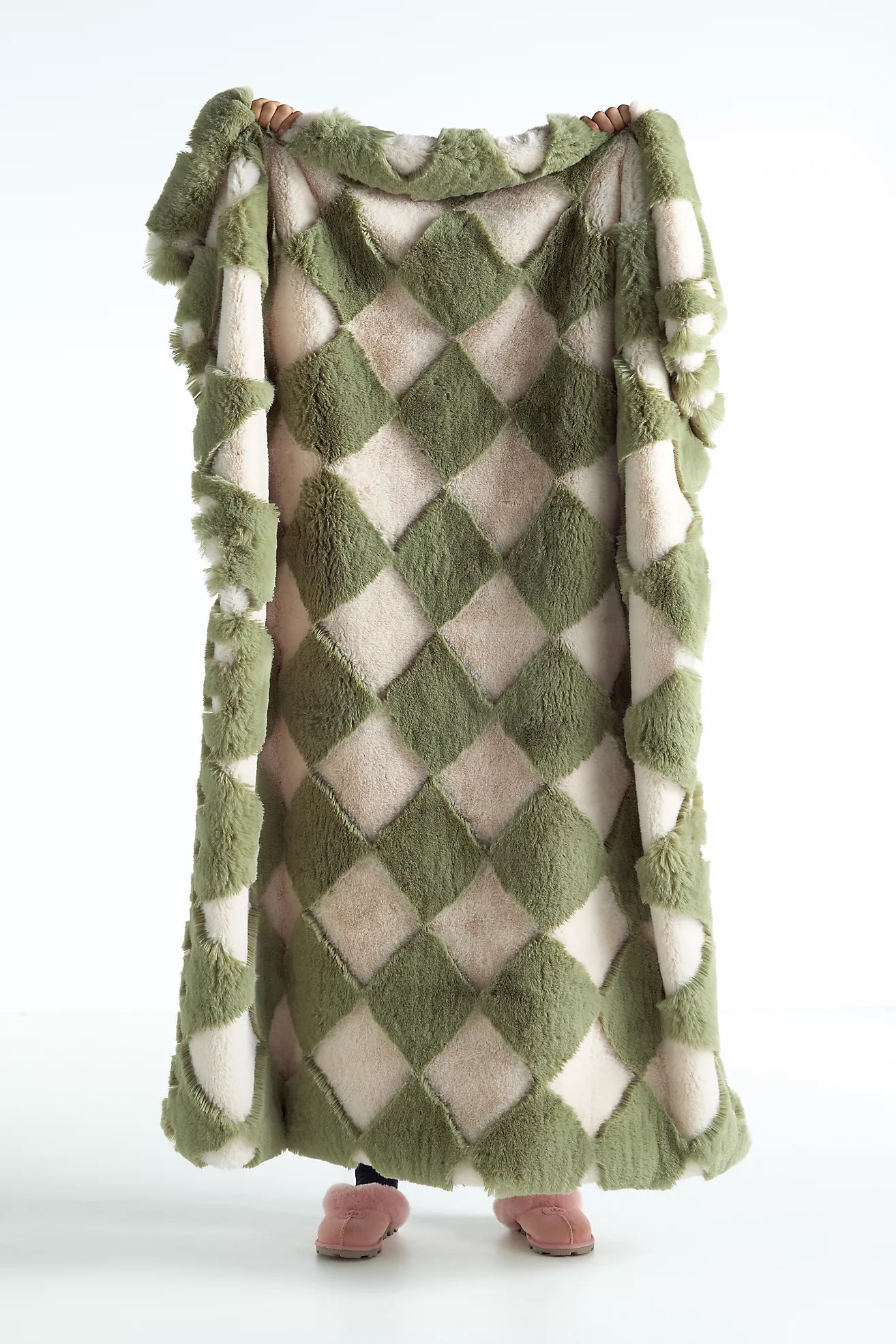 Chella Checkered Faux Fur Throw Blanket | Anthropologie (US)