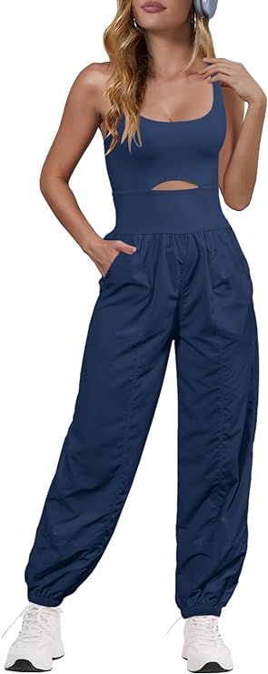 Panadila Womens Workout Onesie Athletic Romper One Piece Jumpsuits Backless Tops Hiking Pants wit... | Amazon (US)