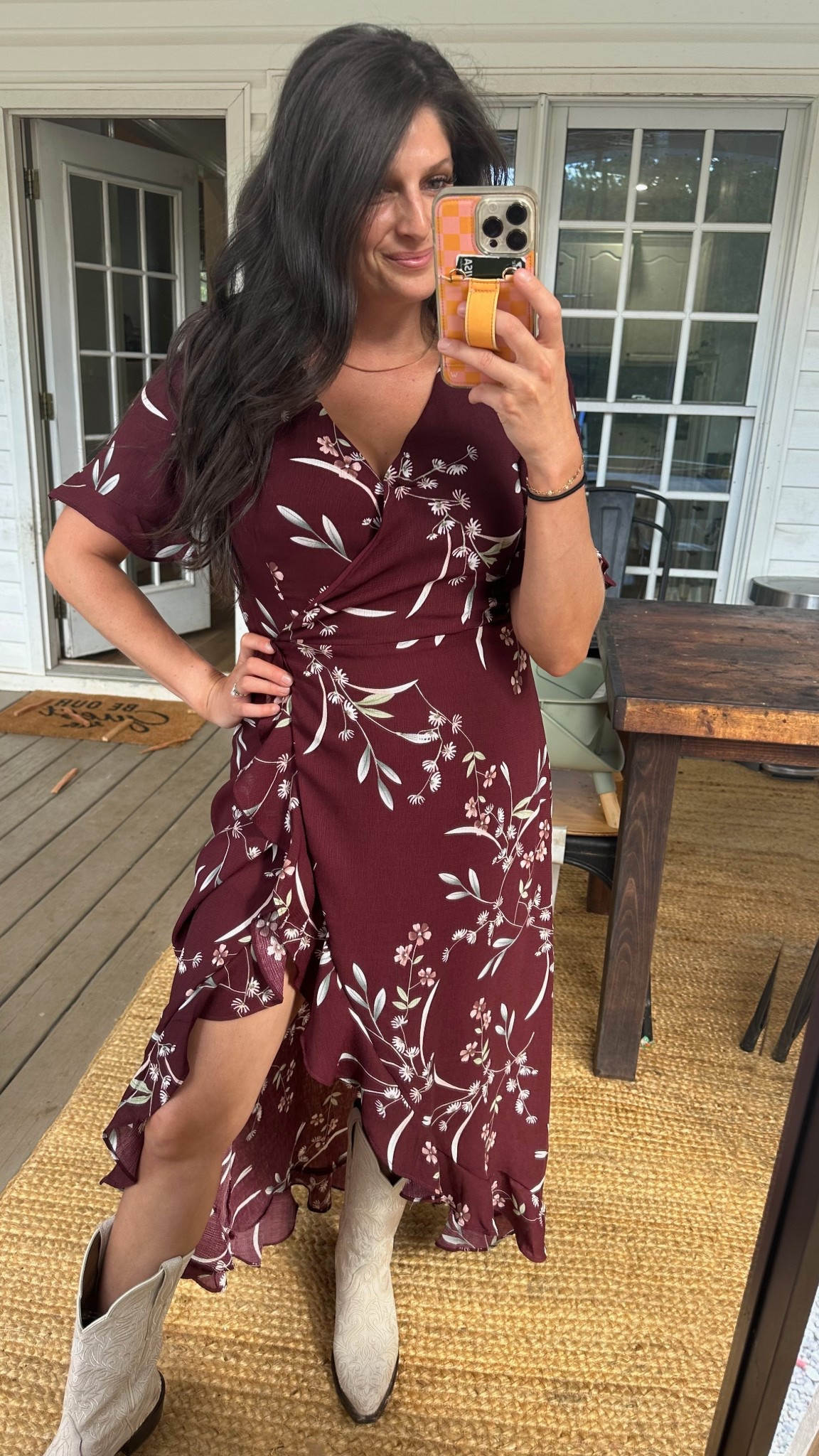 ✨ Loving this classic wrap dress from Lulus—it highlights all the right places! I paired it with my favorite Ariat cowgirl boots for the perfect mix of feminine and western chic. 🤍

#Lulus #Ariat #WrapDress #WesternStyle 

#LTKSeasonal