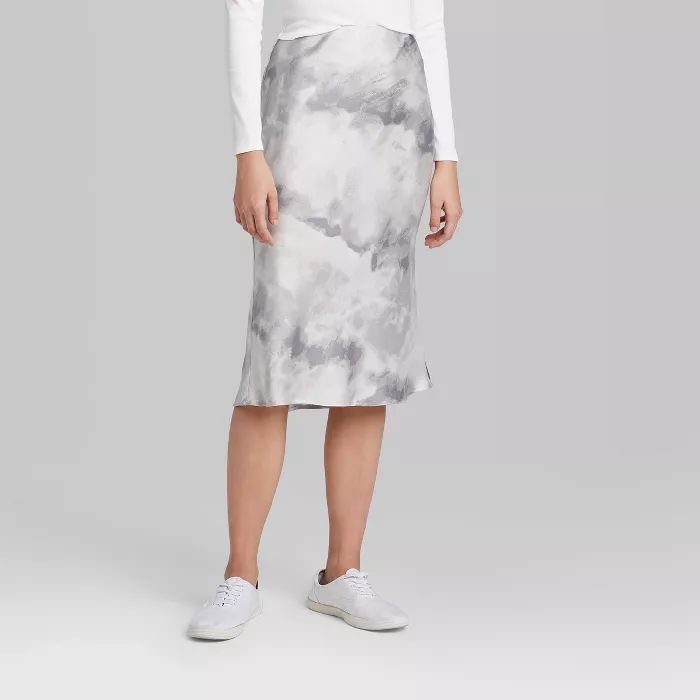 Women's Satin Bias Cut Tie-Dye Midi Skirt - Wild Fable™ Gray | Target