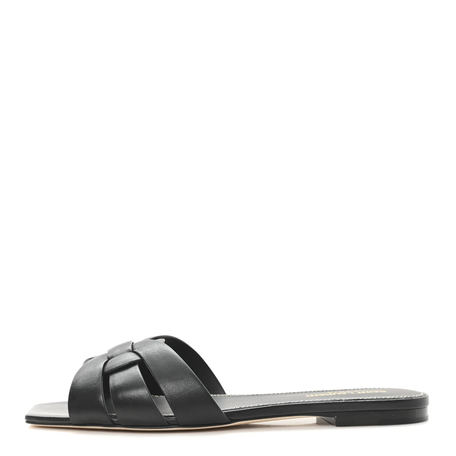 Calfskin Tribute 05 Slide Sandals 39.5 Black | FASHIONPHILE (US)