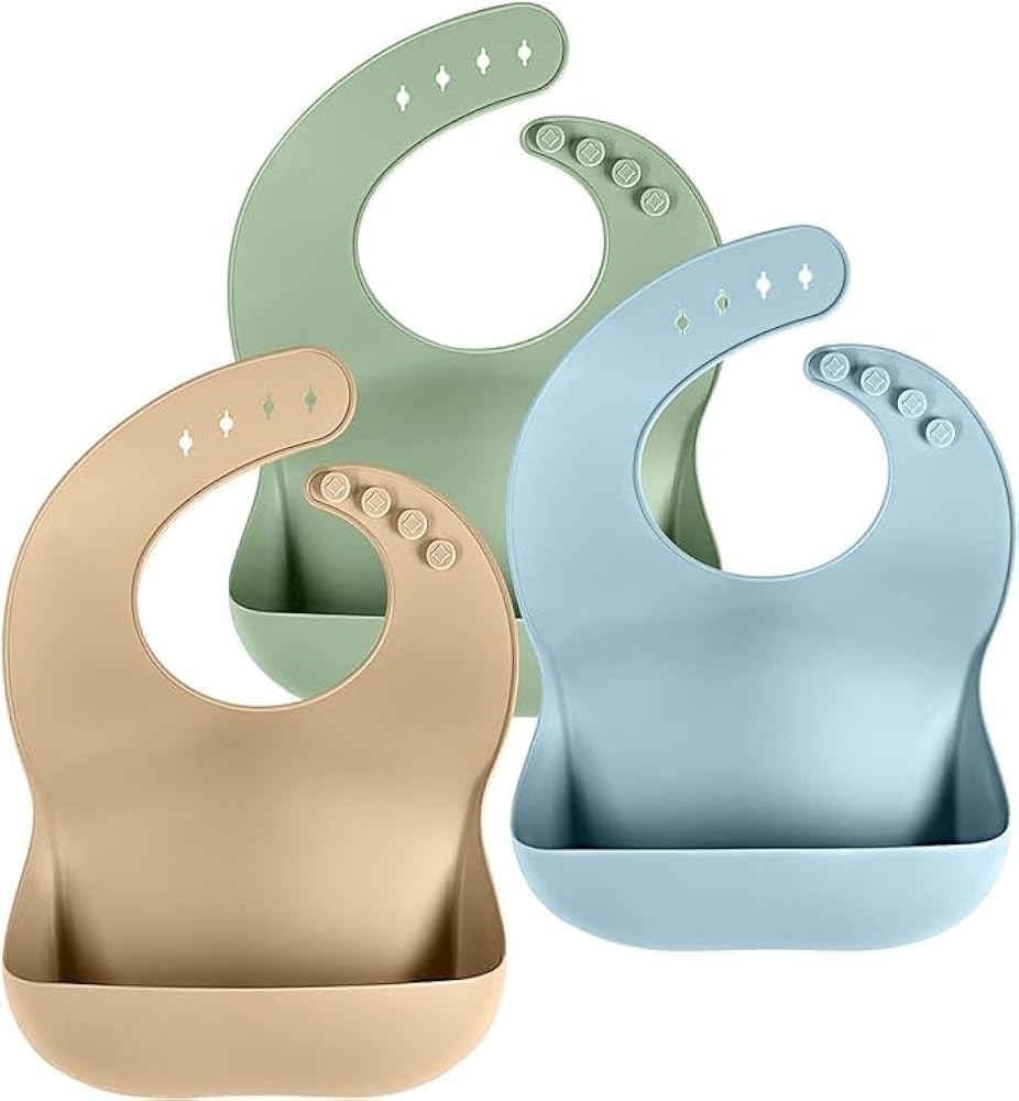Cuddle Campus Set of 3 Silicone Bibs for Babies & Toddlers,Soft Adjustable Bibs with Pocket Food ... | Amazon (US)