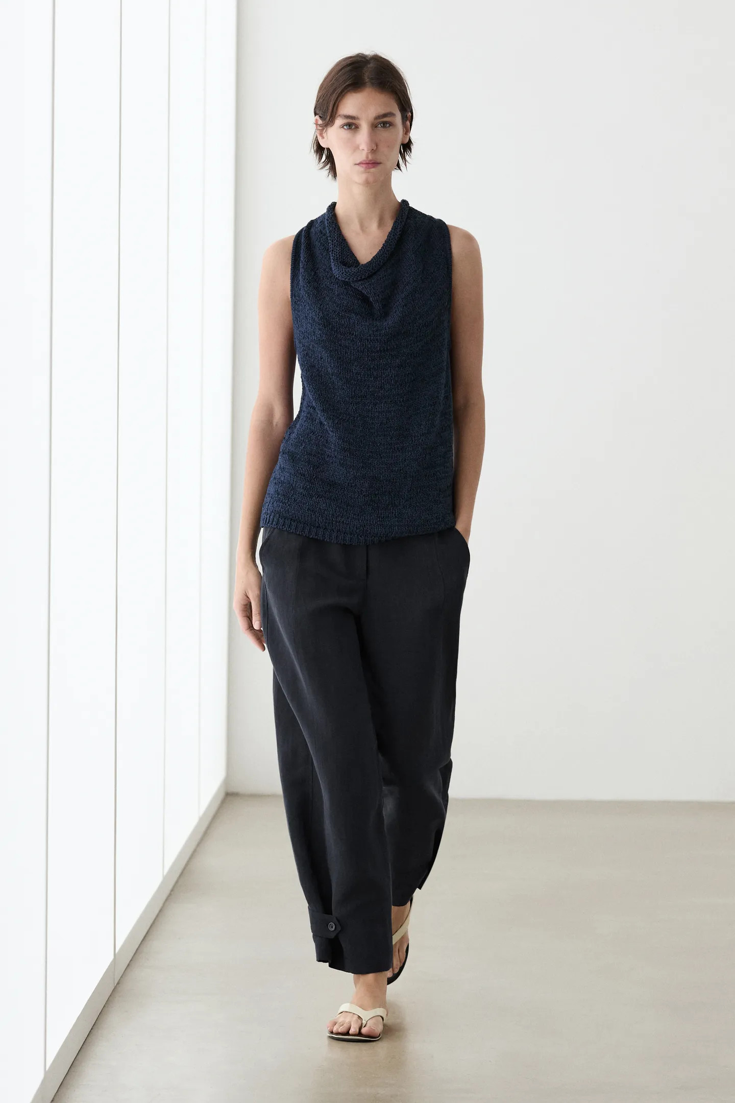 Flowing linen blend pants | Massimo Dutti UK