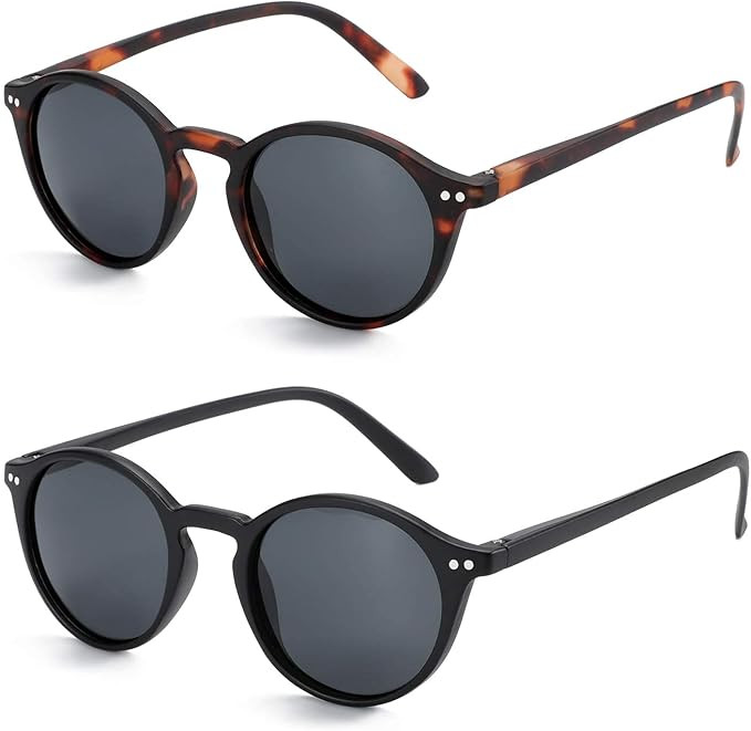 ZENOTTIC Polarized Sunglasses for Women Men: Retro Shades Round | Square Frame UV Protection 2 Pa... | Amazon (US)