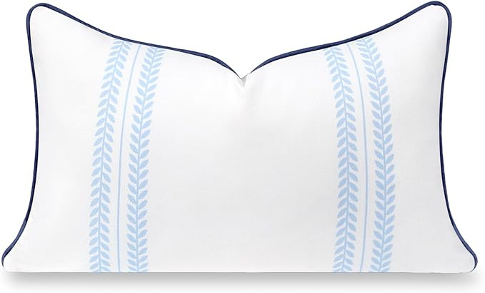 Hofdeco Premium Coastal Hampton Patio Indoor Outdoor Lumbar Pillow Cover Only, 12"x20" Water Repe... | Amazon (US)