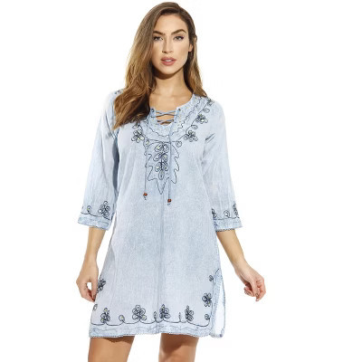 Riviera Sun Swimsuit Cover Up / Tunic / Resort Wear (Light Denim, Large) | Target