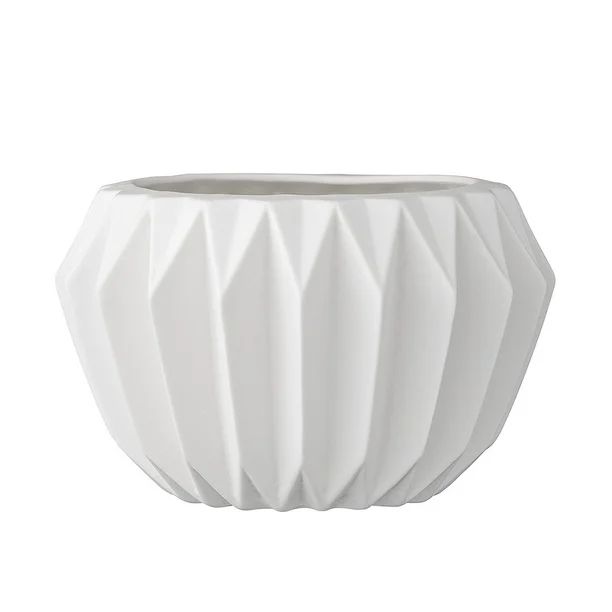 Bloomingville Round Ceramic Fluted Flower Pot Shallow White Garden Pot | Walmart (US)