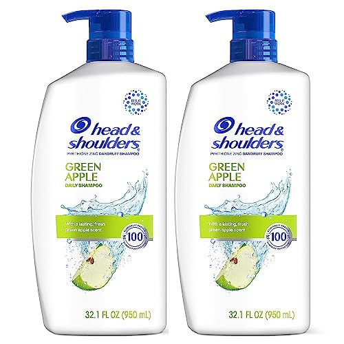 Head & Shoulders Anti-Dandruff Shampoo with 1% Pyrithione Zinc, Clinically Proven & Scalp Care Treatment, Fresh Green Apple Scent, 32.1 Fl Oz Each, 2 Pack | Amazon (US)