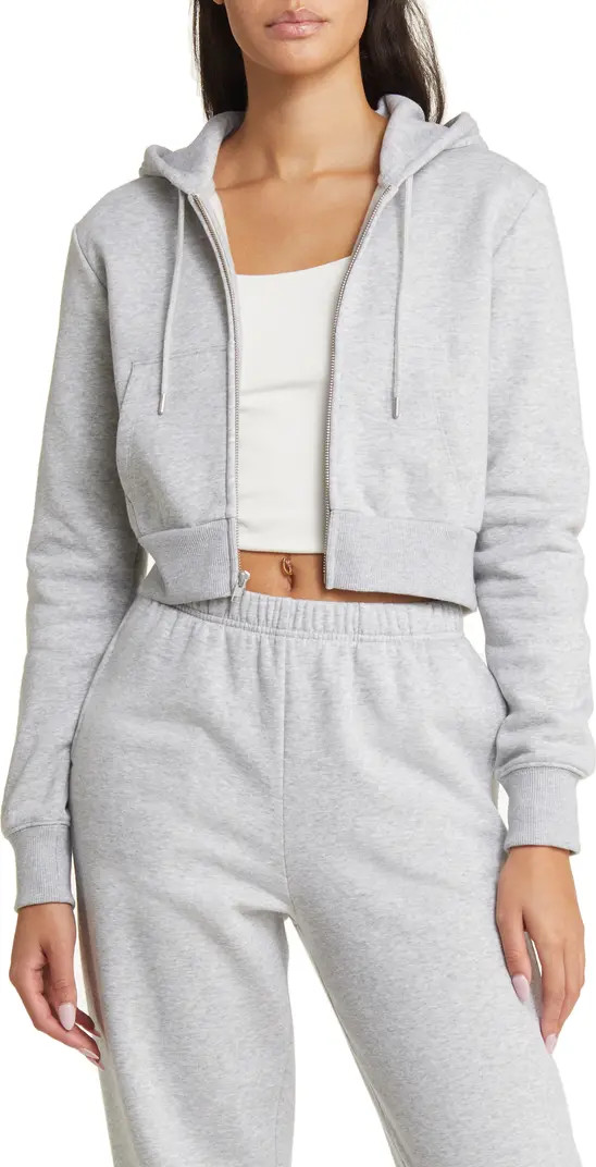 Crop Cotton Blend Zip-Up Hoodie | Nordstrom