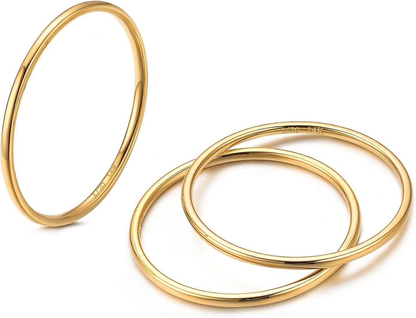 Amazon.com: NOKMIT 3PCS 1mm 14K Gold Filled Rings for Women Girls Thin Gold Ring Dainty Cute Thum... | Amazon (US)