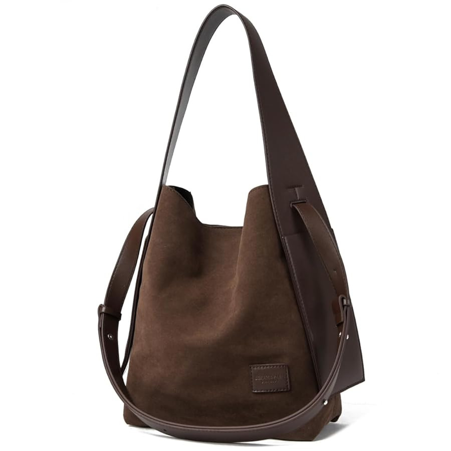 Small Suede Tote Bag for Women Leather Bucket Tote Hobo Shoulder Handbags Retro Crossbody Satchel... | Amazon (US)