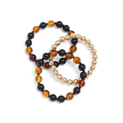Nordstrom Set of 3 Beaded Bracelet in Green- Bright Multi- Gold at Nordstrom | Nordstrom