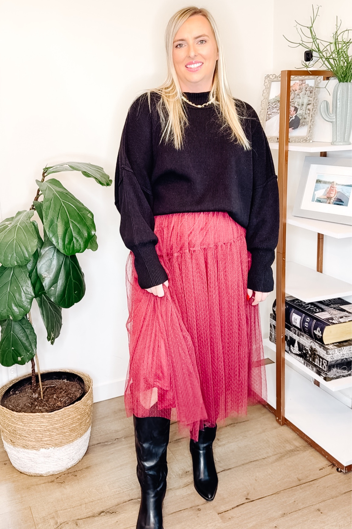 Amazon skirt. 
Tulle skirt. 
Midsize outfits. 
Boots. 
Casual holiday outfit. 
Holiday outfit. 

Size large in all  

#LTKSeasonal #LTKmidsize #LTKHoliday