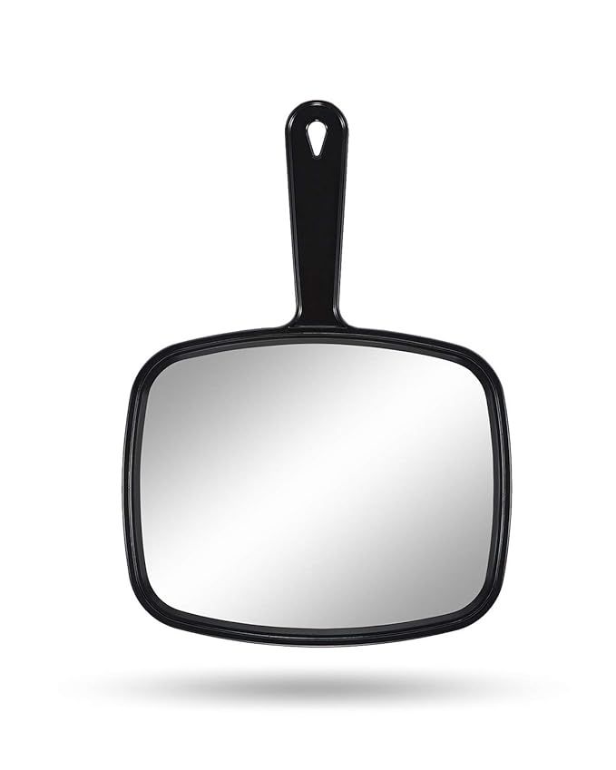 Hand Mirror Salon Barber Hairdressing Handheld Mirror with Handle(Square Black 7.4 x 10.3 inches) | Amazon (US)