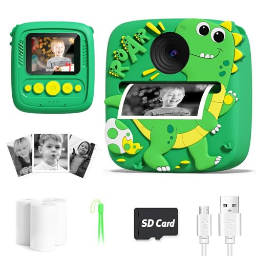 Lizzbey Instant Print Camera for Kids, 1080P Kids Digital Camera Toys with Dinosaur Cover, 48MP Toddler Camera, Best Gifts for 3 4 5 6 7 8 9 10 Year Old Girls Boys | Amazon (US)