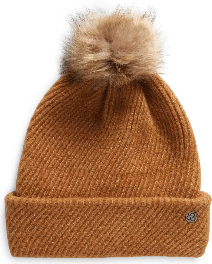 Cozy Heather Beanie with Faux Fur Pompom | Nordstrom