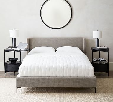 Jake Upholstered Low Headboard Platform Bed with Metal Legs | Pottery Barn (US)