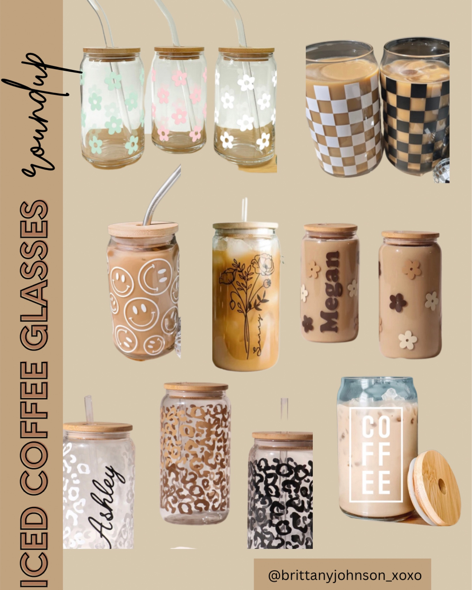 GROOVY FLOWER Glass Can Cup W/ Bamboo Lid & Straw Iced Coffee Glass Cup  Soda Can Glass Cup Beer Glass Can Cup Coffee Cup 