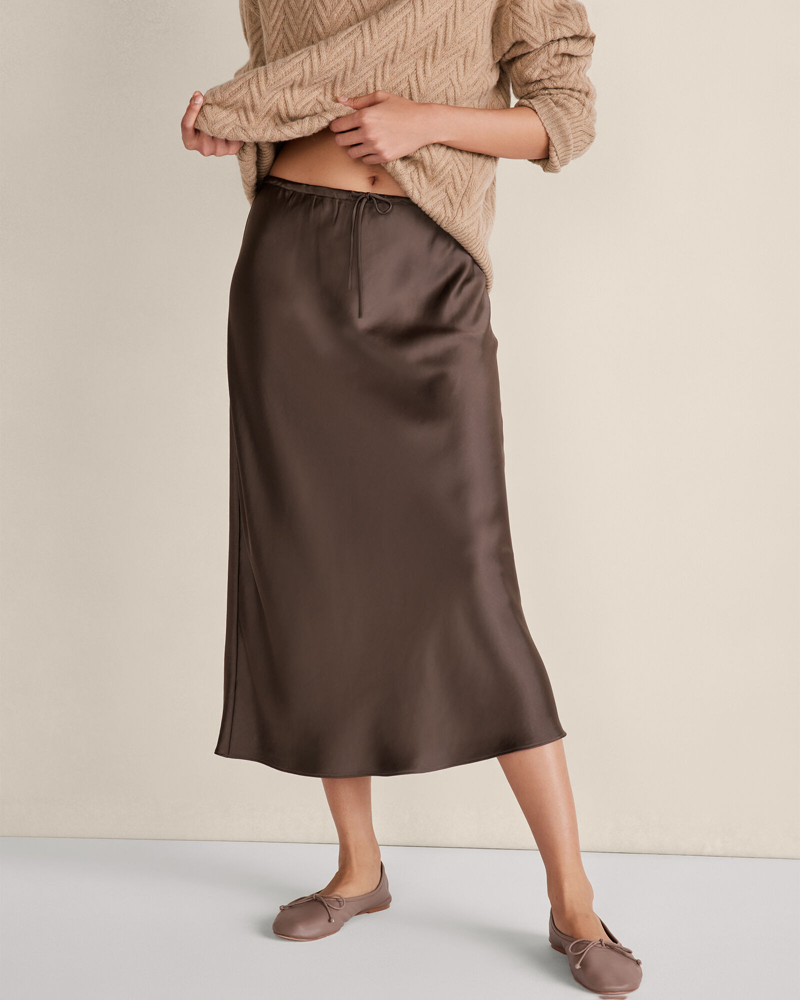 Flowy Drawstring Midi Skirt | Talbots