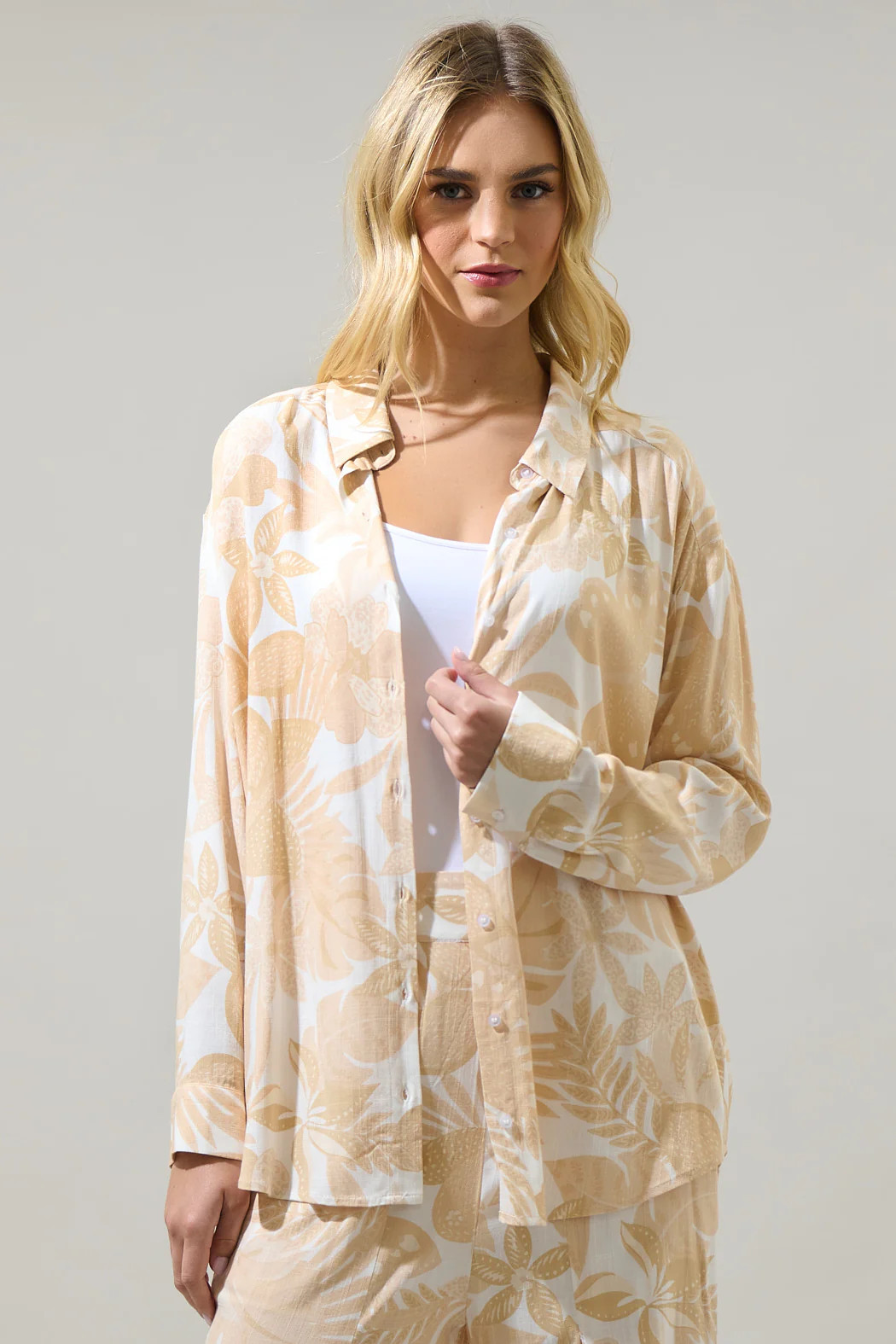 Geneva Floral State Oversized Button Down Shirt | Sugarlips