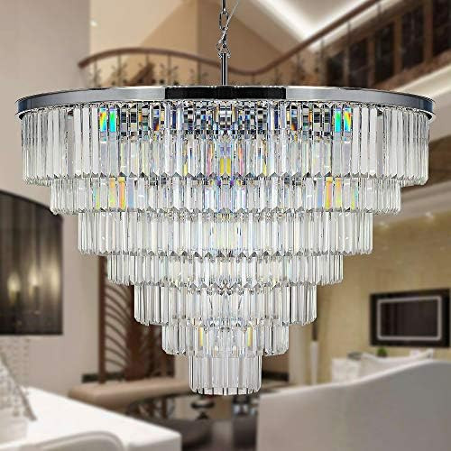 MEELIGHTING Luxury Crystal Chrome Chandelier Lighting Modern Contemporary Chandeliers Pendant Cei... | Amazon (US)