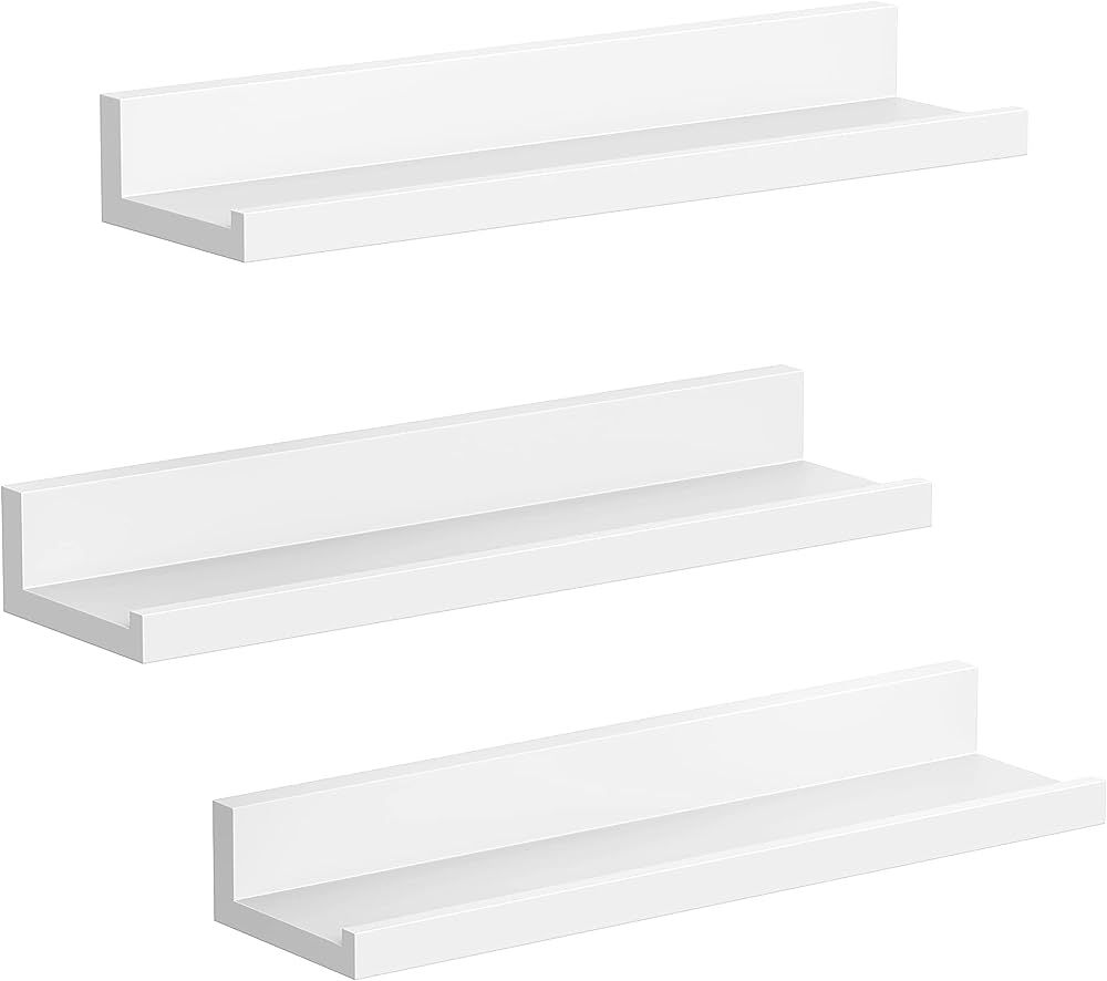 SONGMICS Floating Shelves Set of 3, 15 Inch Wall Shelf Ledge for Bathroom Bedroom Kitchen Living ... | Amazon (US)