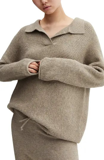 MANGO Oversize Rib Polo Sweater | Nordstrom | Nordstrom