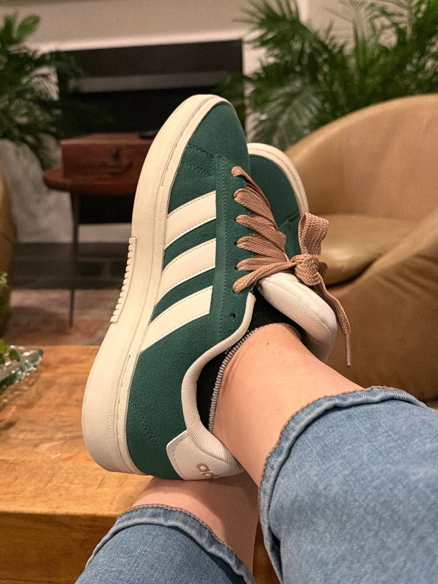 Hubby bought these for me for Christmas and I am loving them! They are an Eagles teal green suede with white and beige accents  

#LTKootd #LTKMidsize #LTKOver40