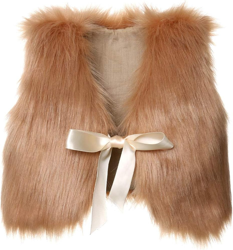 Toddler Girl Faux Fur Vest Coat Winter Warm Waistcoat Outerwear | Amazon (US)