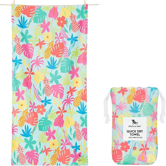 Dock & Bay Beach Towel - Quick Dry, Sand Free - Compact, Lightweight - 100% Recycled - Includes B... | Amazon (US)