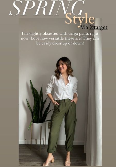 Spring style! These cargo pants are so chic! Pair them with a white button up for that chic effortless vibe! 
Shirt size small
Pants size xs

#LTKshoecrush #LTKFind #LTKunder50