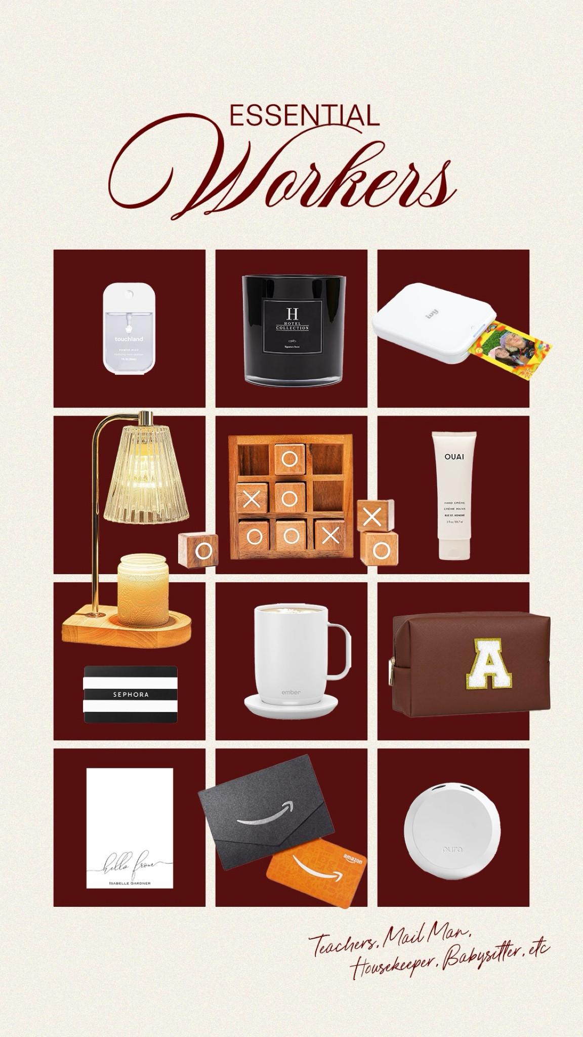 Gift guide for essential workers (teachers, babysitter, housekeeper, mail man) and whoever else is important in your life🤎 #teacher #gift #giftguide 

#LTKGiftGuide #LTKSeasonal #LTKSaleAlert