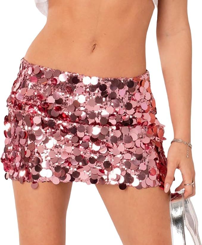 Women Sparkle Mini Skirt Sequins Bodycon Short Skirts Shiny Sexy Glitter Pencil Skirt Dance Party... | Amazon (US)