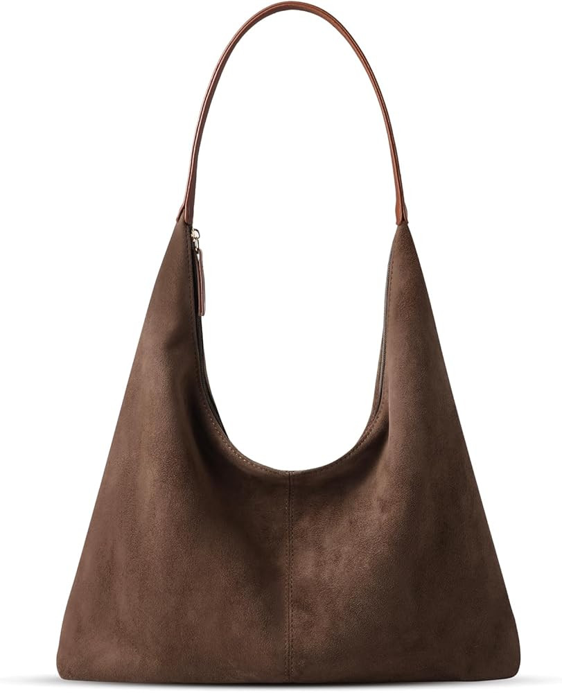 Suede Shoulder Bag for Women Suede Purse Boho Bags Slouchy Tote Bag Satchels Trendy Crescent Cros... | Amazon (US)