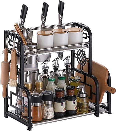 Spice Rack Organizer for Countertop, DUSASA 2-Tier Seasoning Organizer Bathroom Storage Shelf Cou... | Amazon (US)